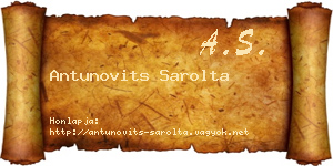Antunovits Sarolta névjegykártya